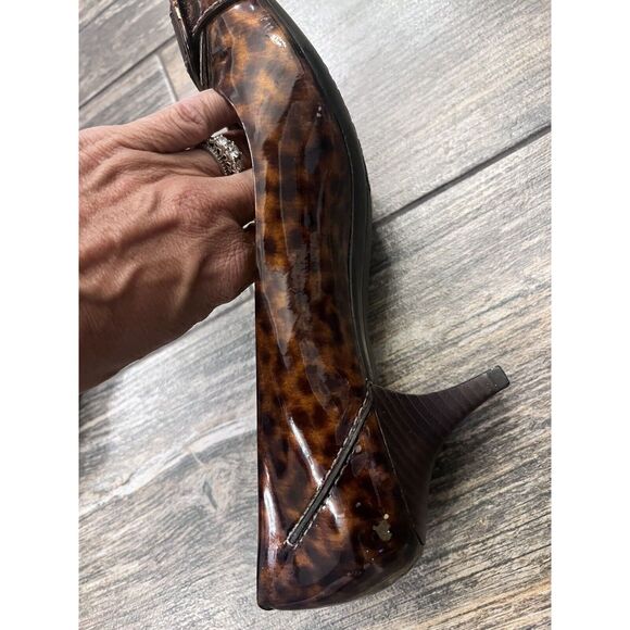 Cole Haan Womens Leopard Patent Leather Square‎ Toe Heel - Size 8B Flaws - Picture 6 of 9